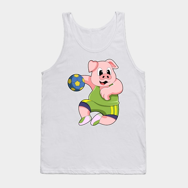 Pig as Handball player with Handball Tank Top by Markus Schnabel